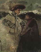 Mossa, Gustave Adolphe Woman of Fashion and Jockey (mk19) painting
